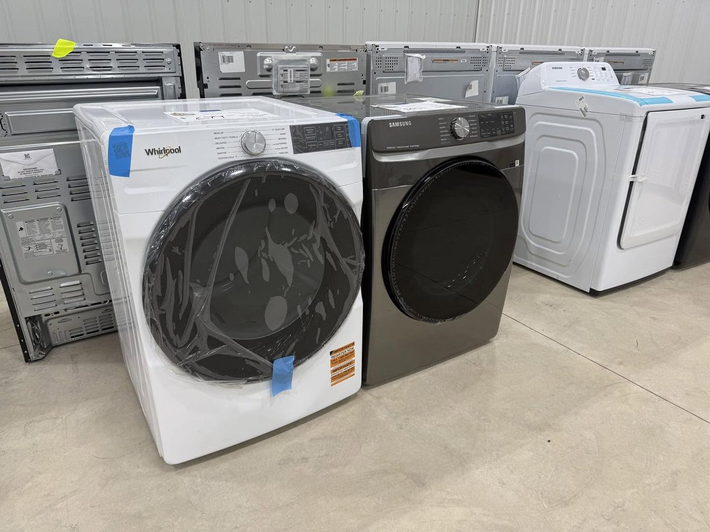 Fresh delivery of appliances arriving at the warehouse